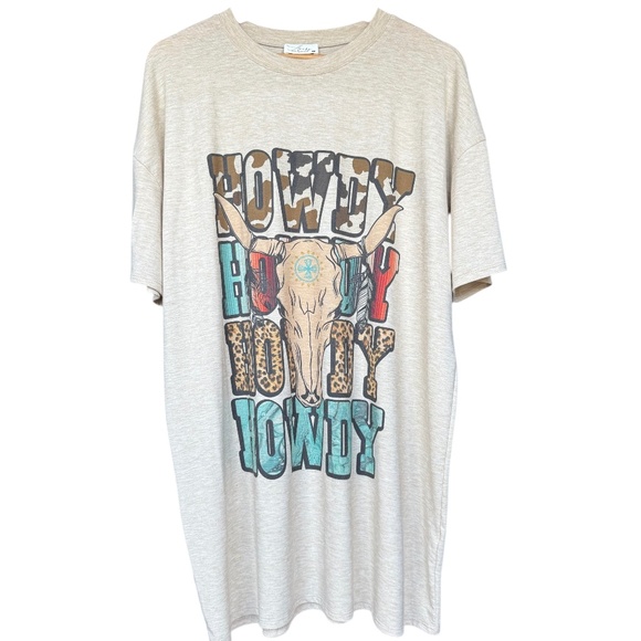 Howdy Graphic Relaxed Tee Shirt Dress Sz L - Picture 1 of 6